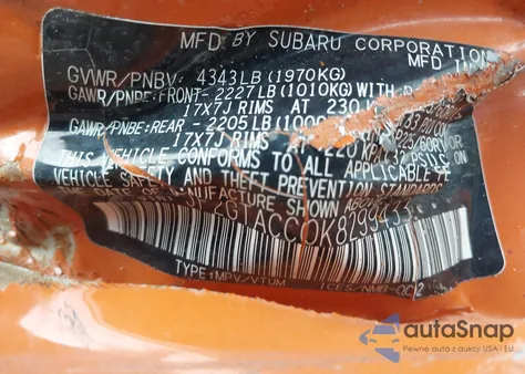 2019 Subaru Crosstrek 2.0I Premium из США, поврежденный, VIN JF2GTACC0K8299433